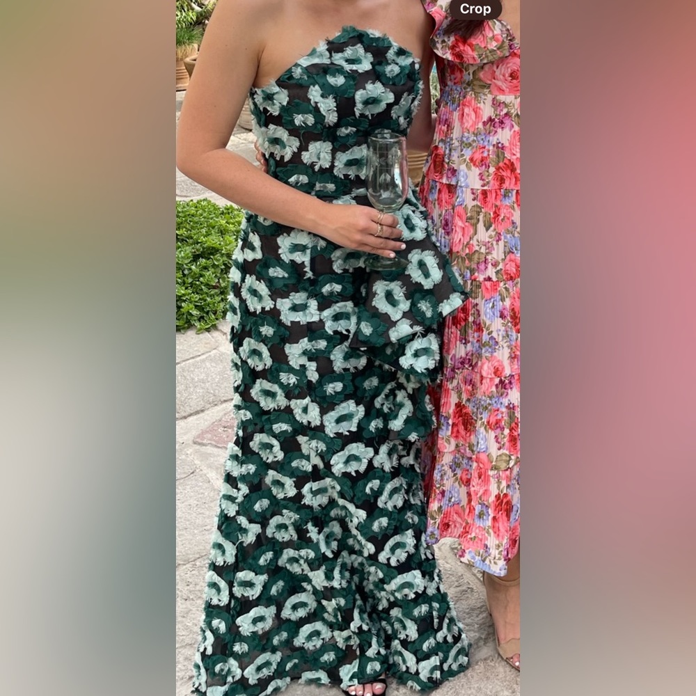 Green and black flower dress (purchased on Revolve)